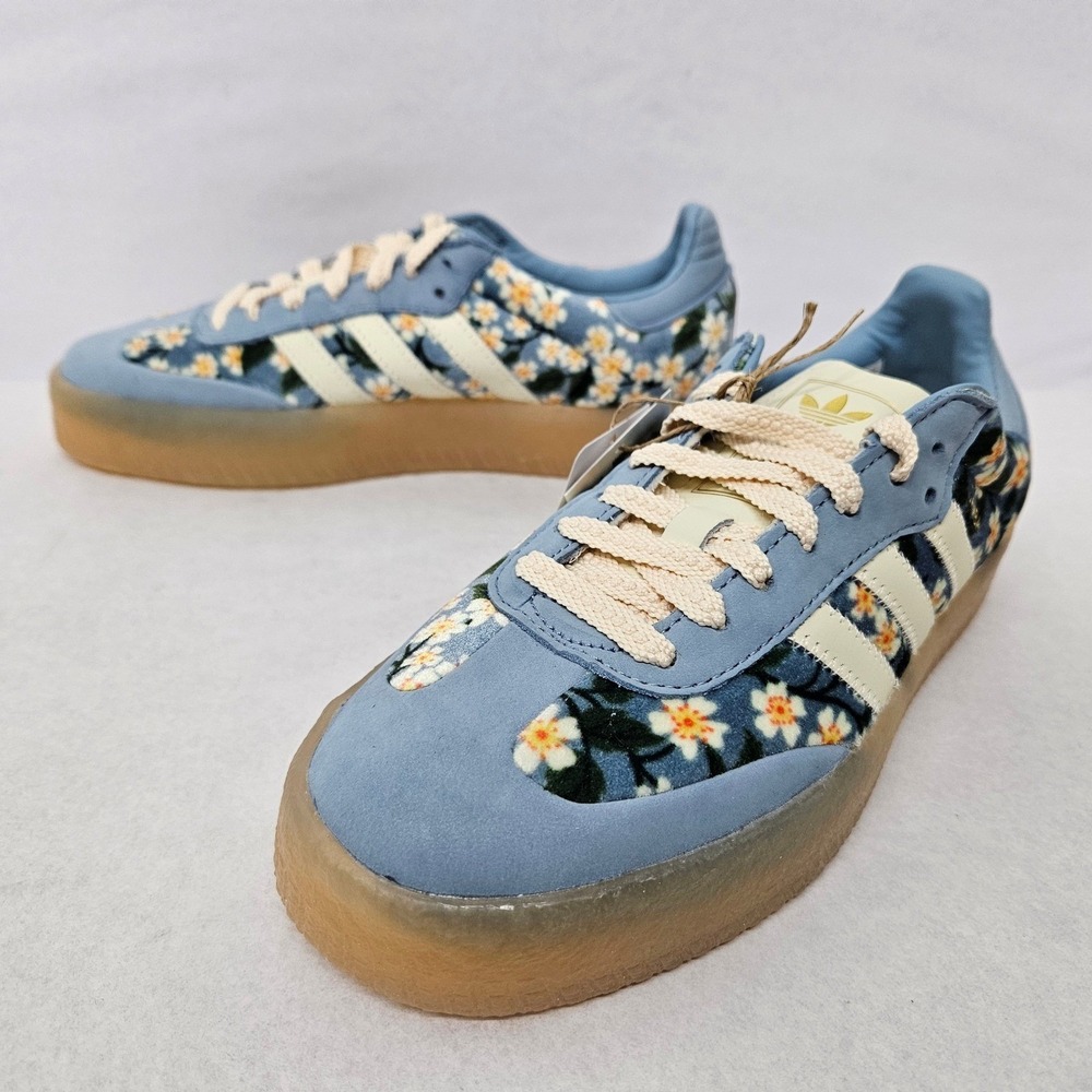 Adidas Sambae x Liberty London Sneakers JQ6046 Blue Floral Women's Size 7 - Picture 4 of 11